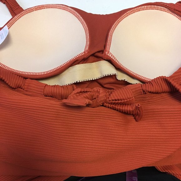 Kona Sol Women's Adjustable Tie Strap Padded Orange 1 Piece Swimsuit Choose Size - Picture 3 of 9